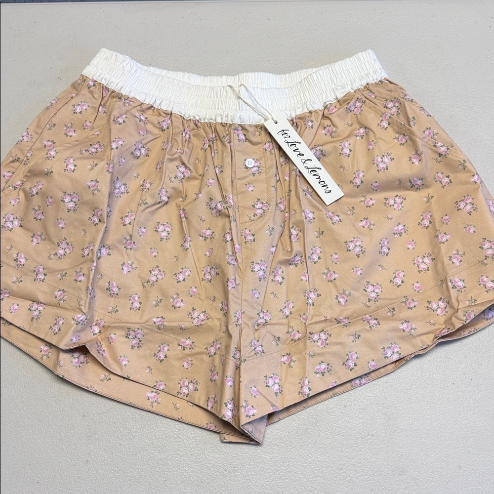 NWT For Love & Lemons Tan and Floral Women’s Boxers